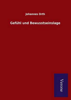 Gefuhl Und Bewusstseinslage: Vertical Format de Johannes Orth