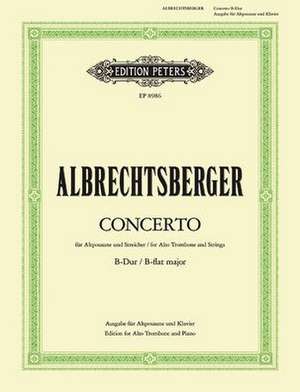 Alto Trombone Concerto in B Flat (Edition for Alto Trombone and Piano) de Johann Georg Albrechtsberger