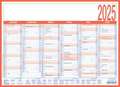 Arbeitstagekalender 2025 - A4 (29 x 21 cm) - 6 Monate auf 1 Seite - Tafelkalender - auf Pappe kaschiert - Jahresplaner - 908-1315