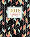 Agenda: 2018 Agenda settimanale italiano: Oro, Corallo e Motivo a zigzag verde menta: 19x23cm