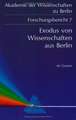 Exodus von Wissenschaften aus Berlin: Fragestellungen - Ergebnisse - Desiderate Entwicklungen vor und nach 1933