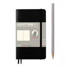 Agendă nedatată Leuchtturm Pocket A6 Negru copertă flexibilă, pagini albe