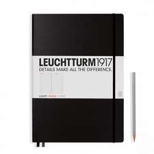 Agendă nedatate Leuchtturm din piele naturală (rigid cover, in a gift box): Negru, Master, pagini liniate