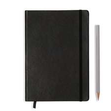 Agendă nedatate Leuchtturm din piele naturală (rigid cover, in a gift box): Negru, Medium, pagini cu pătrățele