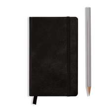 Agendă nedatate Leuchtturm din piele naturală (rigid cover, in a gift box): Negru, Pocket, pagini albe