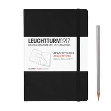 Agendă Leuchtturm Academy Pad (A5): Academy Pad, Medium, pagini albe, Negru