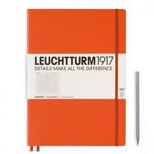 Agendă nedatată Leuchtturm Master Slim (A4+): Orange, 121 pagini cu pătrățele