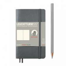 Agendă nedatată Leuchtturm Pocket (A6): Antracit, pagini albe