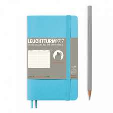 Agendă nedatată Leuchtturm Pocket A6 Ice Blue copertă flexibilă, pagini liniate