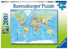 Ravensburger Kinderpuzzle - 12890 Die Welt - Puzzle-Weltkarte für Kinder ab 8 Jahren, mit 200 Teilen im XXL-Format