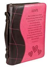 1 Corinthians 13: 4-8 Fabric Large Pink/Brown Bible Cover