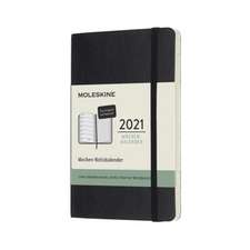 Moleskine 12 Monate Wochen Notizkalender Deutsch 2021 Pocket/A6, 1 Wo = 1 Seite, rechts linierte Seite, Weicher Einband, Schwarz