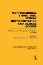 Morphological Structure, Lexical Representation and Lexical Access (RLE Linguistics C: Applied Linguistics): A Special Issue of Language and Cognitive Processes