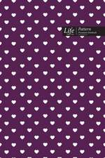 Hearts Pattern Composition Notebook, Dotted Lines, Wide Ruled Medium Size 6 x 9 Inch (A5), 144 Sheets Purple Cover