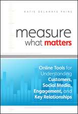 Measure What Matters – Online Tools For Understanding Customers, Social Media, Engagement and Key Relationships