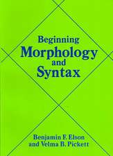 Beginning Morphology and Syntax