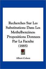 Recherches Sur Les Substitutions Dans Les Methylbenzines