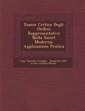 Esame Critico Degli Ordini Rappresentativi Nella Societ� Moderna: Applicazione Pratica