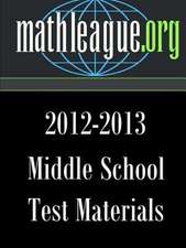 Middle School Test Materials 2012-2013