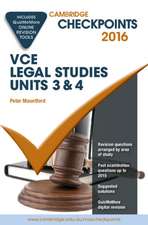 Cambridge Checkpoints VCE Legal Studies Units 3 and 4 2016 and Quiz Me More