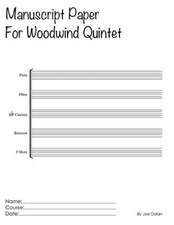 Manuscript Paper for Woodwind Quintet