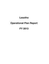 Lesotho Operational Plan Report Fy 2013