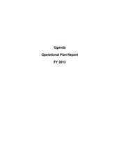 Uganda Operational Plan Report Fy 2013