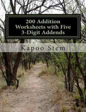 200 Addition Worksheets with Five 3-Digit Addends