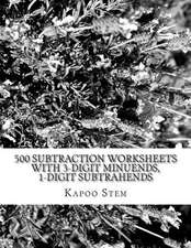 500 Subtraction Worksheets with 3-Digit Minuends, 1-Digit Subtrahends