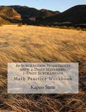 60 Subtraction Worksheets with 4-Digit Minuends, 1-Digit Subtrahends