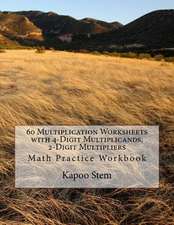 60 Multiplication Worksheets with 4-Digit Multiplicands, 2-Digit Multipliers