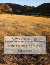 60 Worksheets - Find Predecessor of 1 Digit Numbers