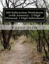 200 Subtraction Worksheets (with Answers) - 2 Digit Minuend, 1 Digit Subtrahend