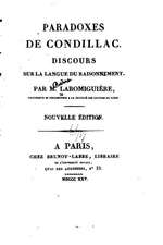 Paradoxes de Condillac, Discours Sur La Langue Du Raisonnement