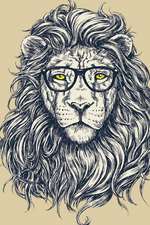 Hipster Lion Wearing Glasses Illustration Art Journal