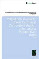 Institutional Investors` Power to Change Corpora – International Perspectives