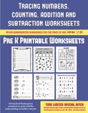 Pre K Printable Worksheets (Tracing numbers, counting, addition and subtraction)