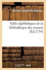 Table Alphbetiques de La Bibliotheque Des Romans