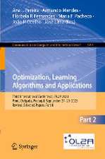 Optimization, Learning Algorithms and Applications