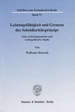 Leistungsfähigkeit und Grenzen des Subsidiaritätsprinzips.