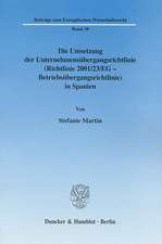 Die Umsetzung der Unternehmensübergangsrichtlinie (Richtlinie 2001/23/EG - Betriebsübergangsrichtlinie) in Spanien.