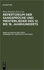 Katalog der Texte. Jüngerer Teil. Hans Sachs (1701-3400)