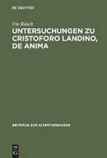 Untersuchungen zu Cristoforo Landino, De anima