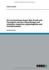 Die vier Emotionen Angst, Wut, Freude und Traurigkeit und ihre Auswirkungen auf mimischer, kognitiver, physiologischer und Verhaltensebene