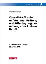 Checkliste 5 (Anhang der kleinen GmbH)