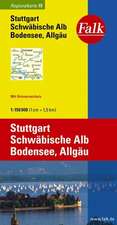 Falk Regionalkarte 15. Stuttgart, Schwäbische Alb, Bodensee, Allgäu. 1 : 150 000