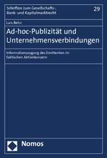 Ad-hoc-Publizität und Unternehmensverbindungen