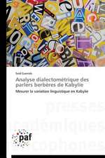 Analyse dialectométrique des parlers berbères de Kabylie