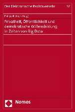 Privatheit, Offentlichkeit Und Demokratische Willensbildung in Zeiten Von Big Data: Ein Beitrag Zur Angemessenen Informationsgrundlage Innerhalb Und Ausserhalb Der Business J