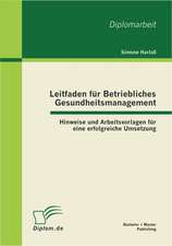 Leitfaden Fur Betriebliches Gesundheitsmanagement: Hinweise Und Arbeitsvorlagen Fur Eine Erfolgreiche Umsetzung